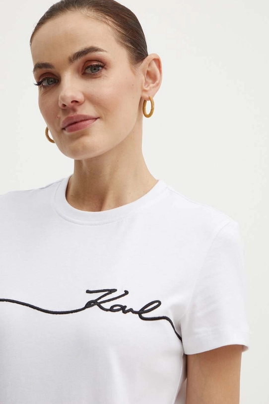 Karl Lagerfeld t-shirt bawełniany biały 245W1706