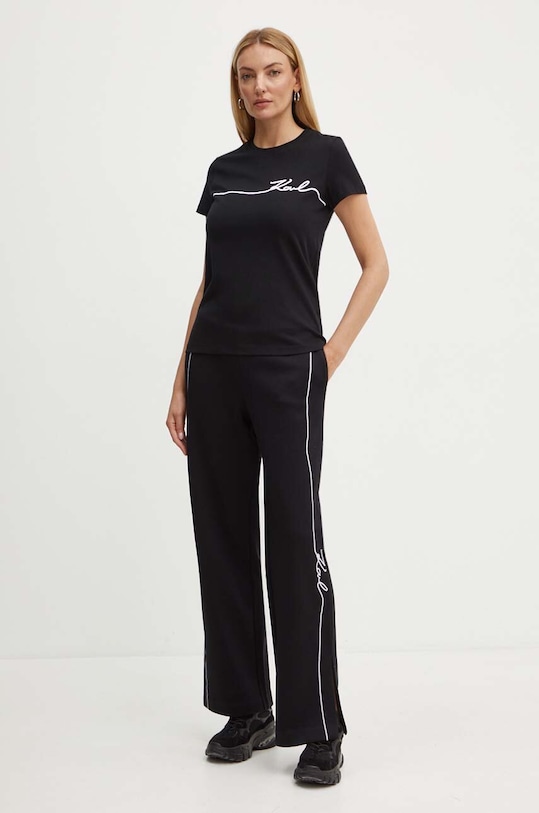 Karl Lagerfeld pamut póló 245W1706 fekete AW24