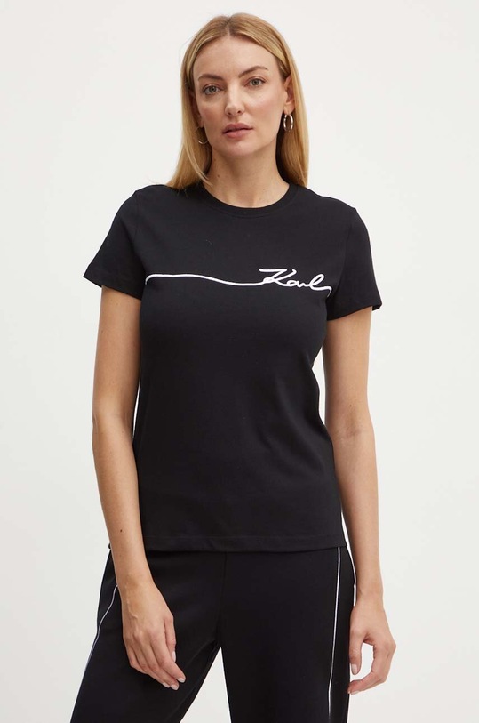 Karl Lagerfeld pamut póló fekete 245W1706