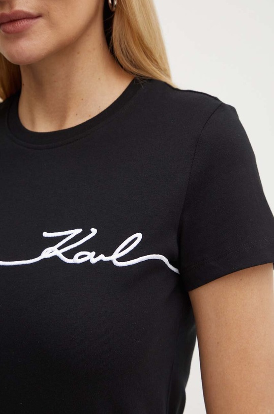 Karl Lagerfeld pamut póló 245W1706 fekete