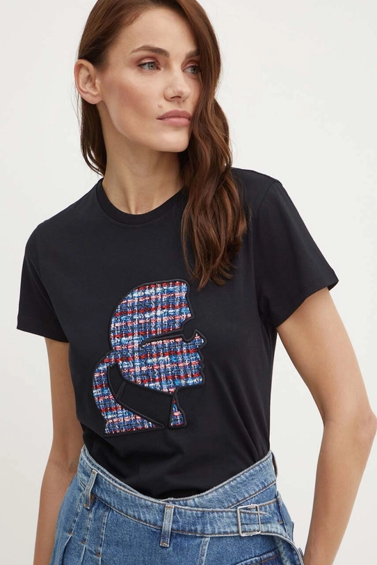 Karl Lagerfeld t-shirt bawełniany czarny 245W1711