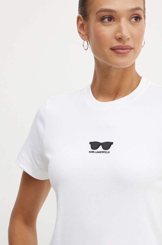 Bavlněné tričko Karl Lagerfeld bílá 245W1717