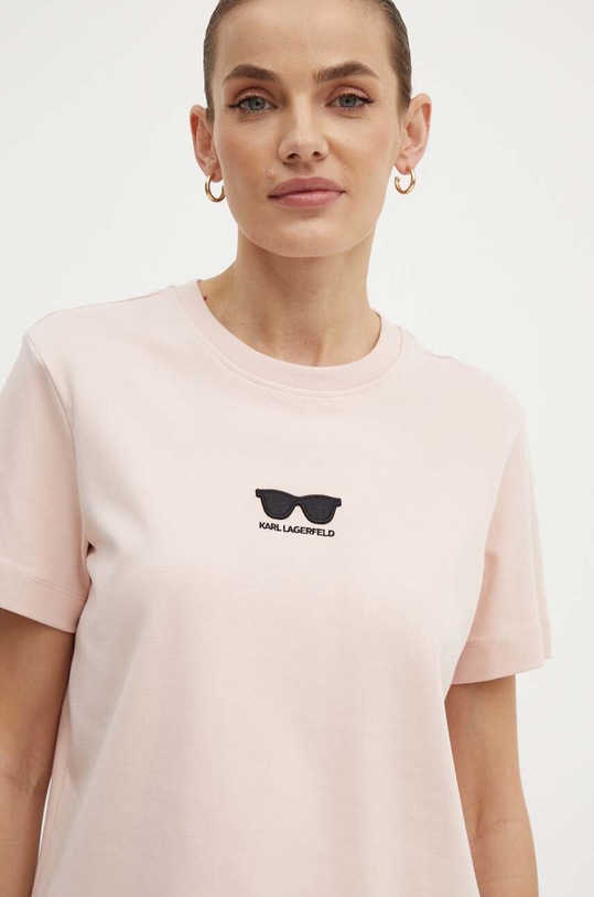 Bavlněné tričko Karl Lagerfeld růžová 245W1717
