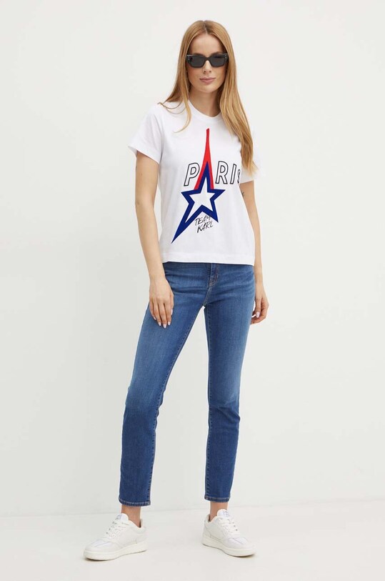 Bavlněné tričko Karl Lagerfeld 245W1730 bílá AW24