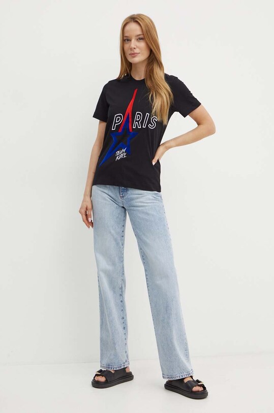 Bavlněné tričko Karl Lagerfeld 245W1730 černá AW24