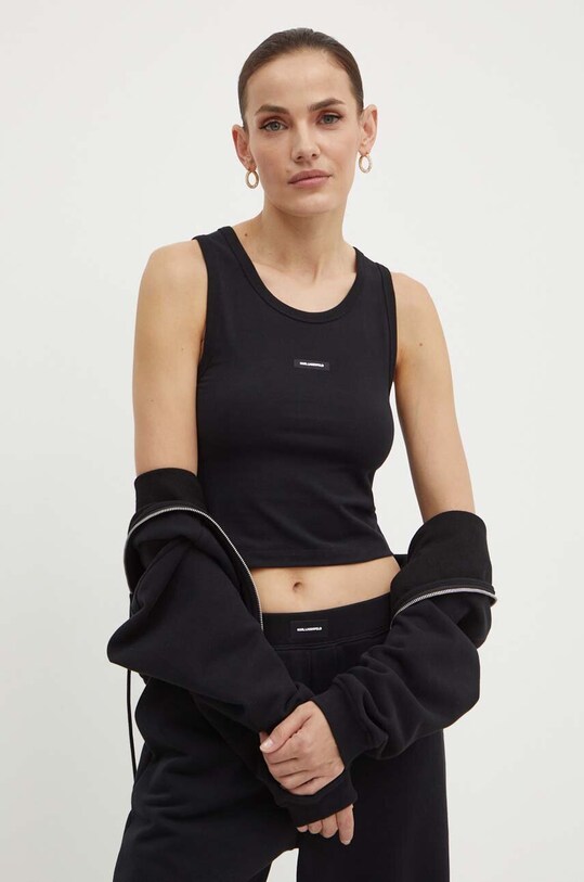 Top Karl Lagerfeld jednofarebný čierna 245W2114