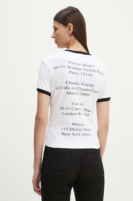 The Kooples tricou din bumbac print alb FTSC29000K