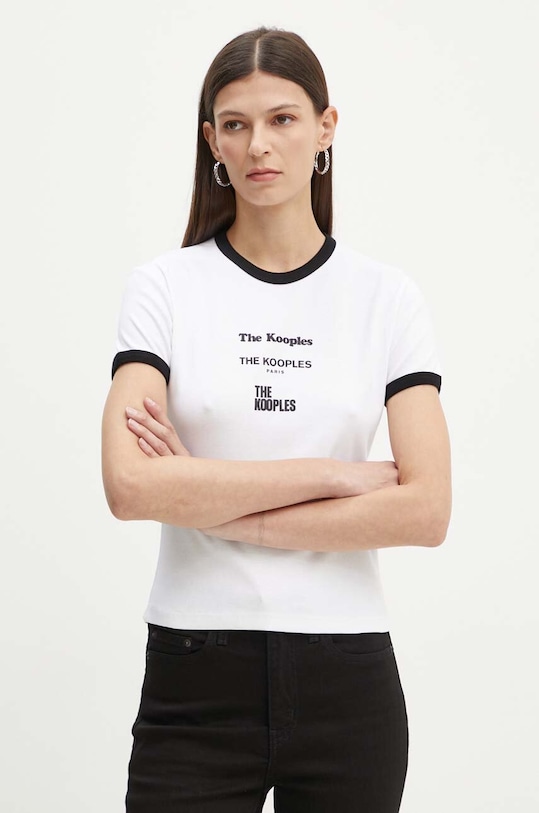 Îmbrăcăminte The Kooples tricou din bumbac FTSC29000K alb