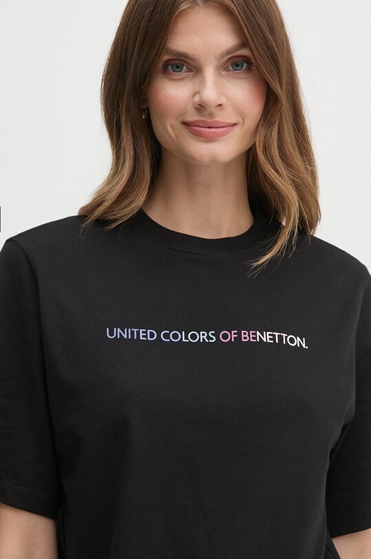 United Colors of Benetton tricou din bumbac negru 3BL0D1081