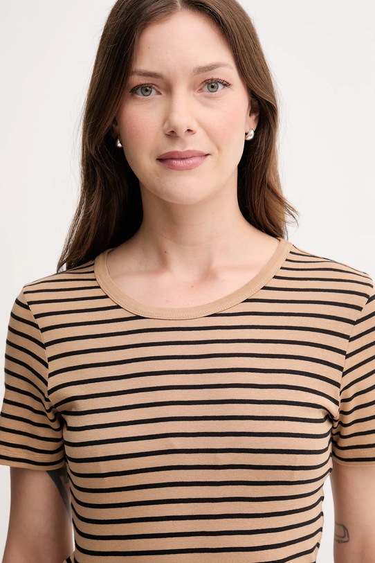 United Colors of Benetton t-shirt bawełniany beżowy 30YSE16A0