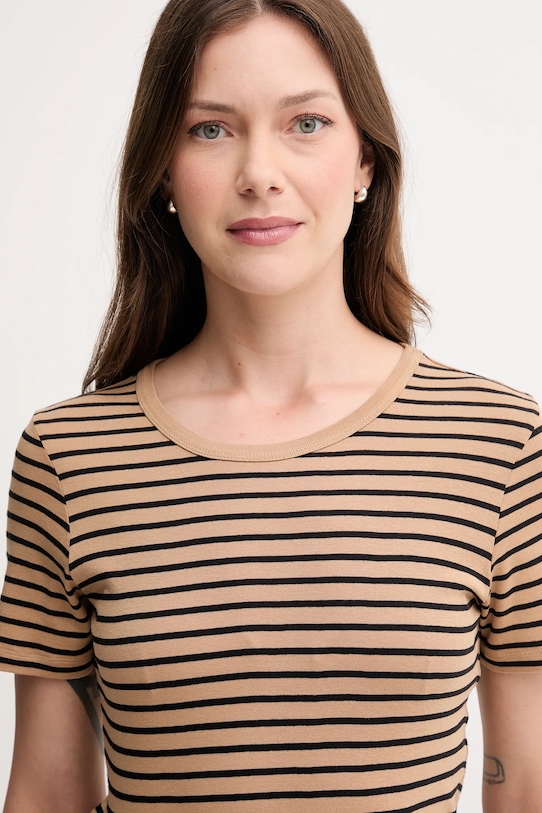 United Colors of Benetton t-shirt bawełniany beżowy 30YSE16A0