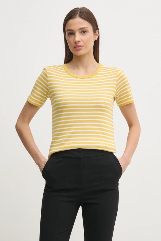 United Colors of Benetton t-shirt bawełniany wzorzyste żółty 30YSE16A0