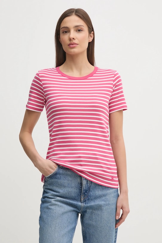 United Colors of Benetton t-shirt bawełniany wzorzyste różowy 30YSE16A0