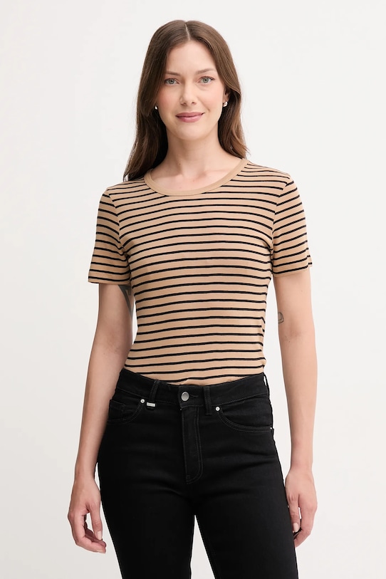 United Colors of Benetton tricou din bumbac cu modele maro 30YSE16A0