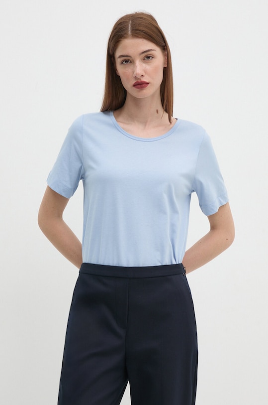 United Colors of Benetton tricou din bumbac uni albastru 31VKD104K