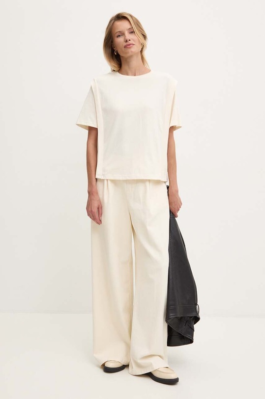 Bavlněné tričko United Colors of Benetton 3BL0D1088 béžová AW24