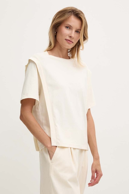 Bavlněné tričko United Colors of Benetton béžová 3BL0D1088