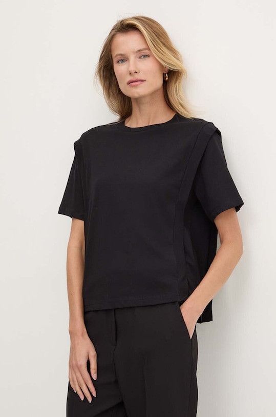 Bavlněné tričko United Colors of Benetton hladký černá 3BL0D1088