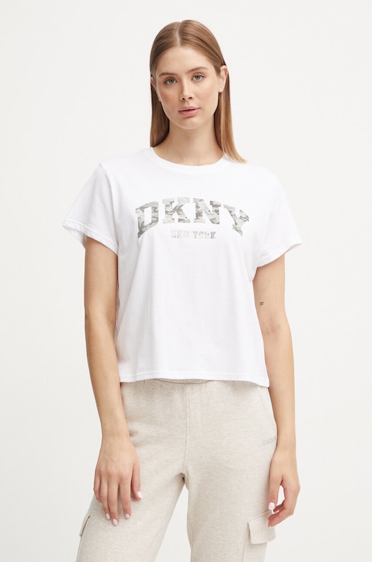 Dkny t-shirt in cotone applique bianco DP4T9991