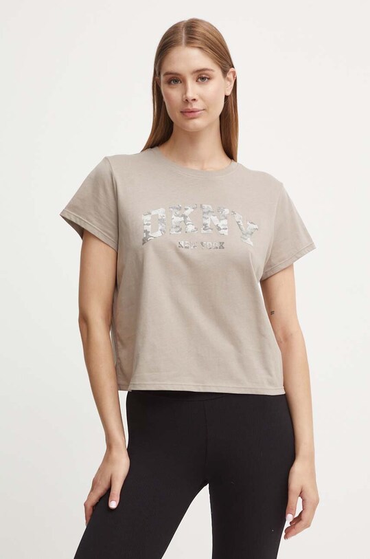 Pamučna majica Dkny smeđa DP4T9991