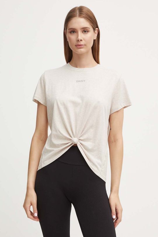 Pamučna majica Dkny bez uzorka bež DP4T9994