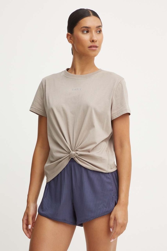 Bavlněné tričko Dkny hnědá DP4T9994