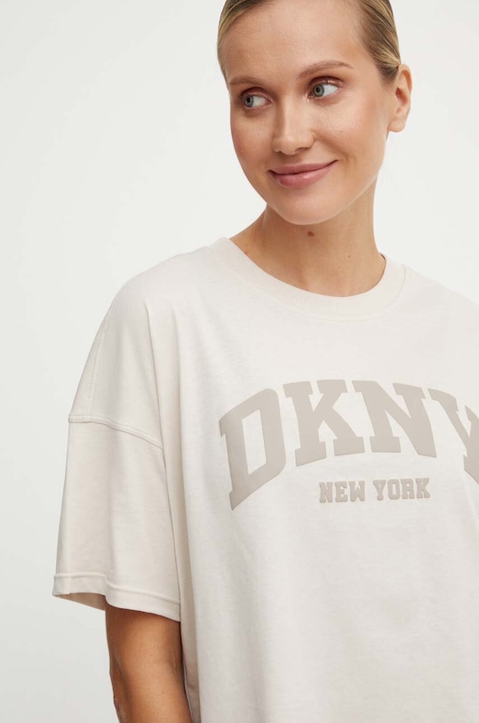 Dkny T-shirt in cotone applique beige DP4T9945