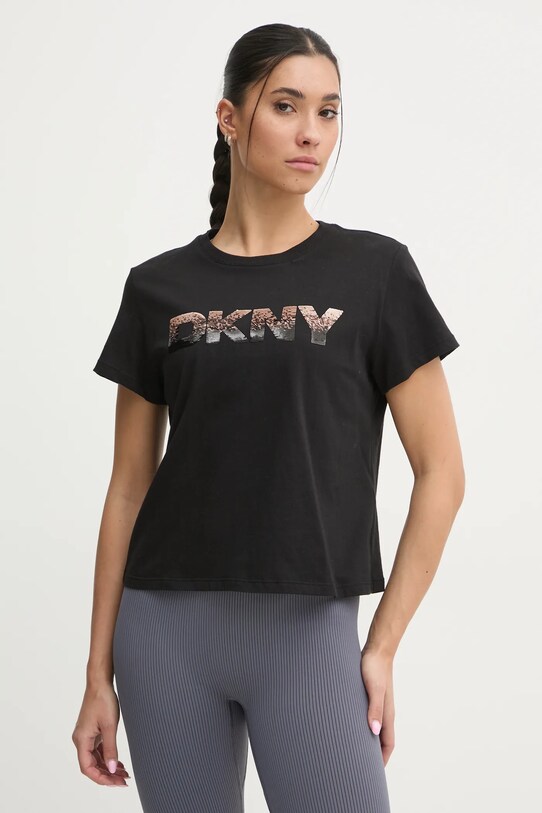 Dkny tricou din bumbac imprimeu negru DP4T1035