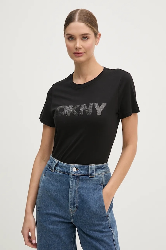 Dkny t-shirt nadruk czarny DJ4T1266