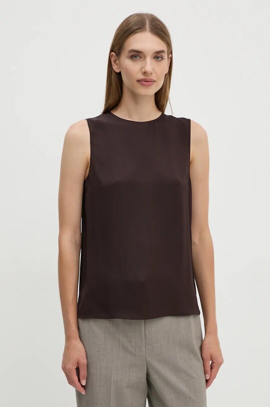 Theory top jedwabny regular brązowy M0102539