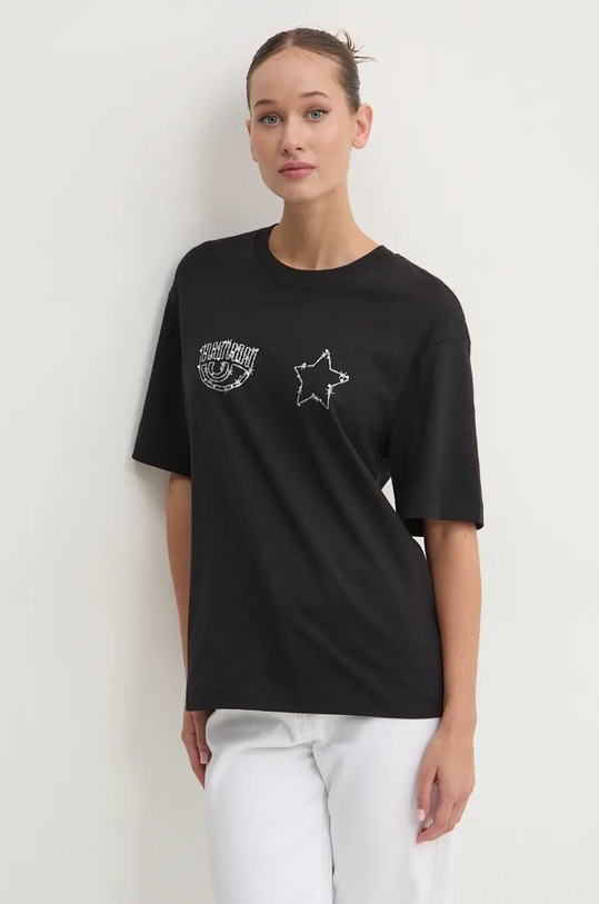 Bavlněné tričko Chiara Ferragni černá 77CBHK10