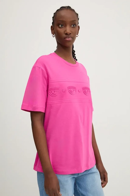 Chiara Ferragni t-shirt bawełniany aplikacja różowy 77CBHK09