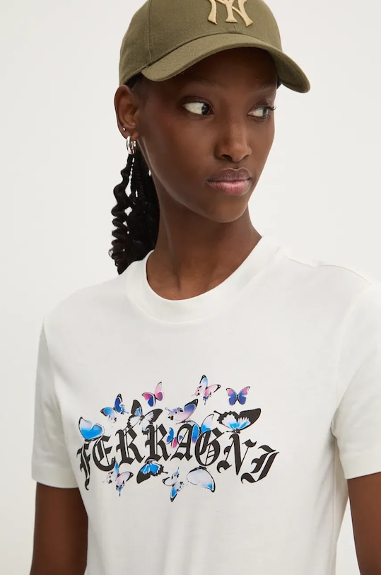 Chiara Ferragni tricou din bumbac print bej 77CBHK02