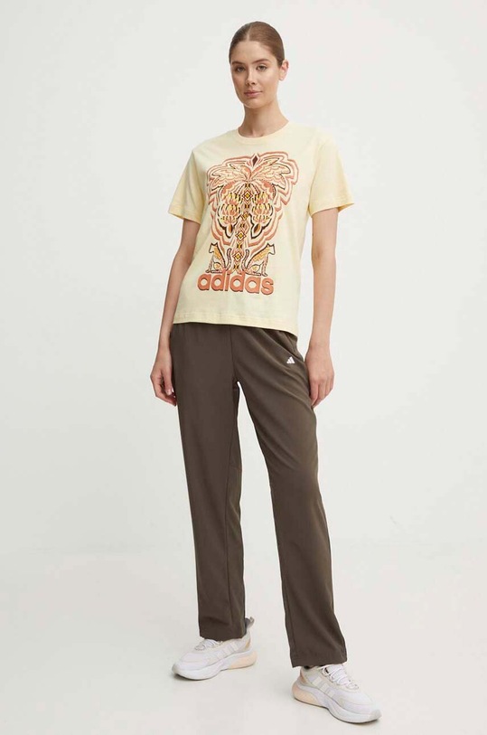 Βαμβακερό μπλουζάκι adidas x Farm Rio IV9759 κίτρινο AW24