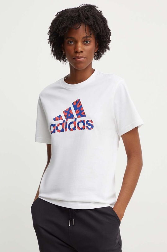 Bavlněné tričko adidas potisk bílá IY3435