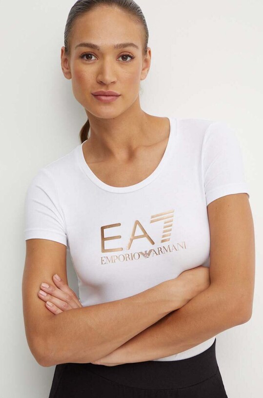EA7 Emporio Armani t-shirt z elastanem biały TJFKZ.8NTT66.0186