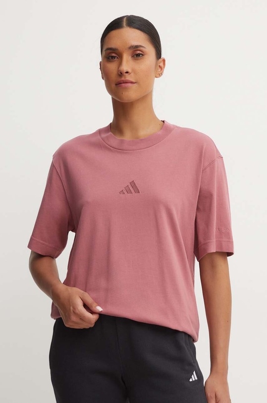 Bavlněné tričko adidas All SZN kulatý růžová IY6786
