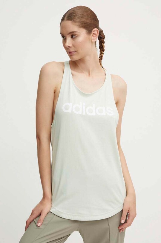adidas top din bumbac Essentials print verde IY9182