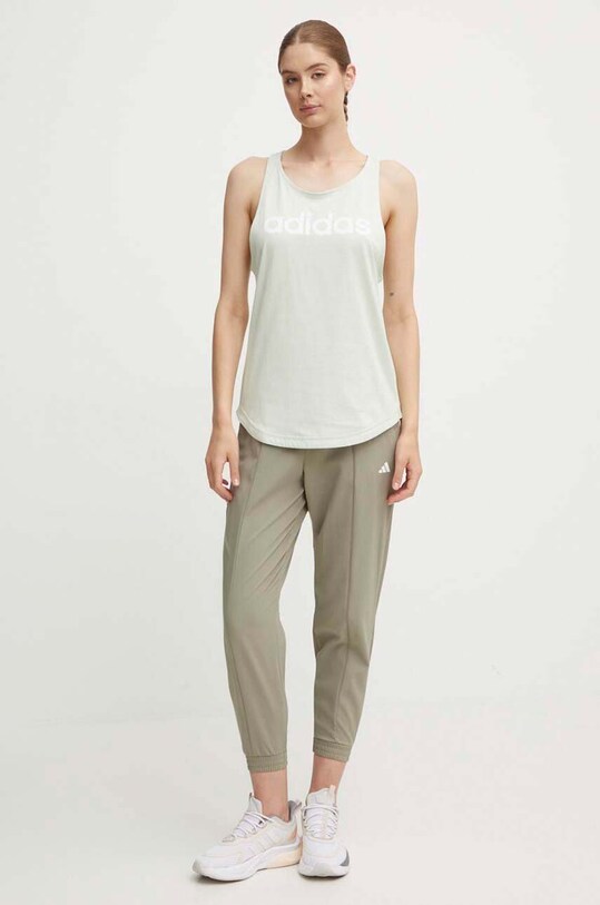 adidas top din bumbac Essentials IY9182 verde AW24