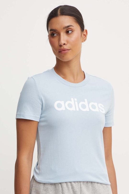 adidas t-shirt bawełniany Essentials niebieski IY9188