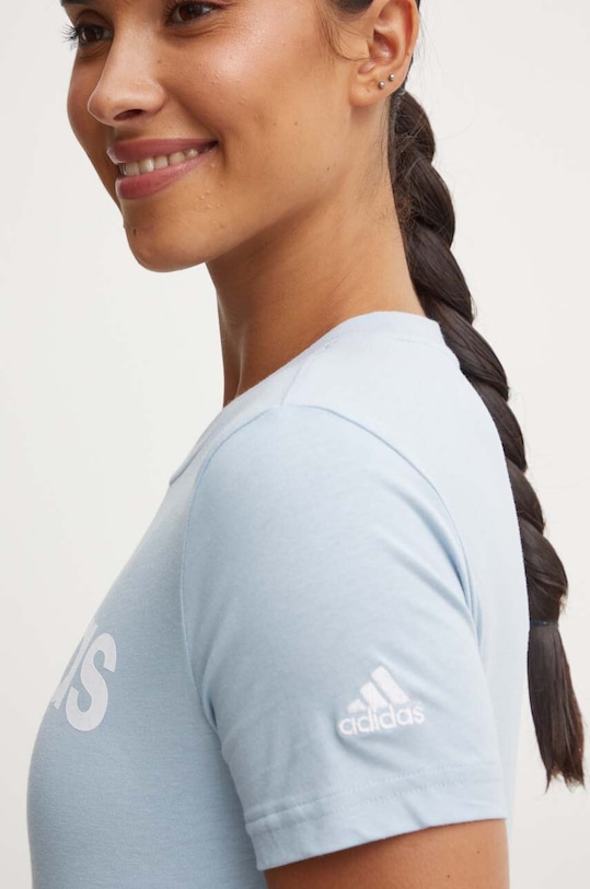 adidas t-shirt bawełniany Essentials IY9188 niebieski