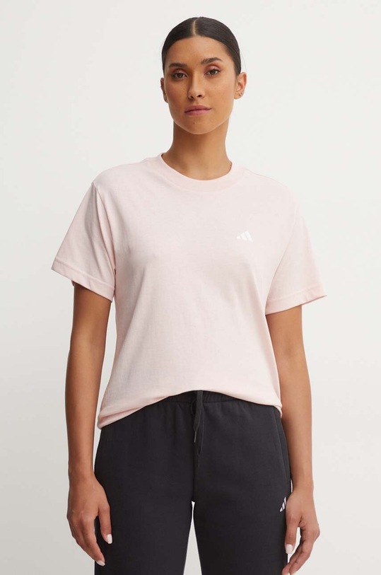Хлопковая футболка adidas Essentials хлопок розовый JH3694