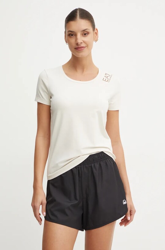 Tričko EA7 Emporio Armani s elastanem béžová TJFKZ.8NTT50.1120
