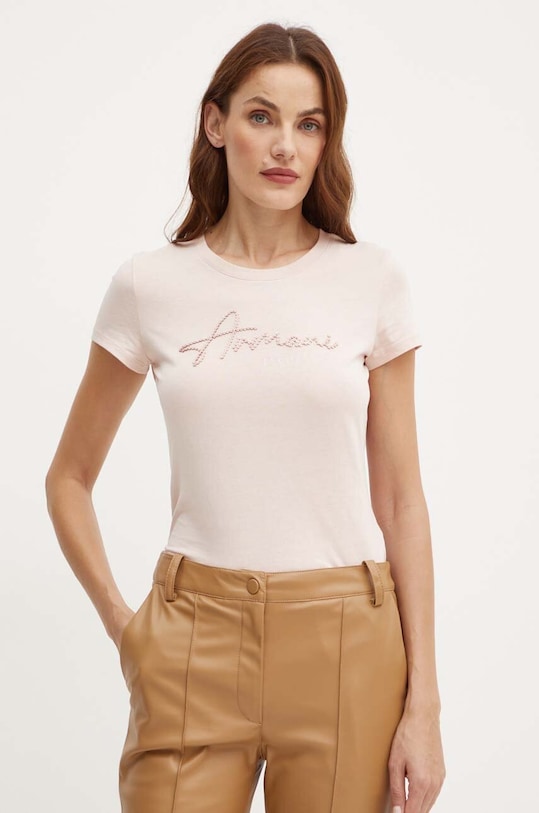 Armani Exchange tricou din bumbac imprimeu roz 6DYT51.YJG3Z