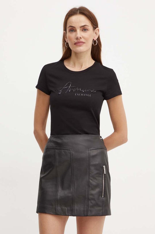 Armani Exchange tricou din bumbac negru 6DYT51.YJG3Z