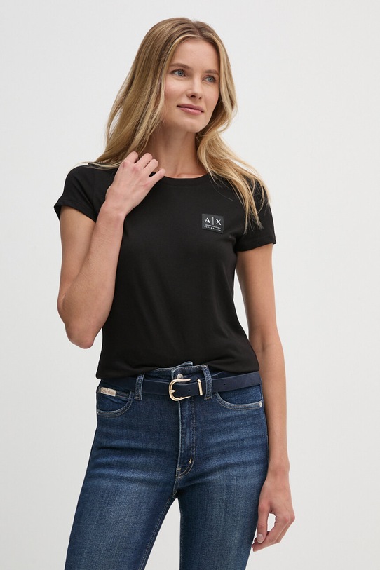 Bavlněné tričko Armani Exchange nášivka černá XW000062.AF10359