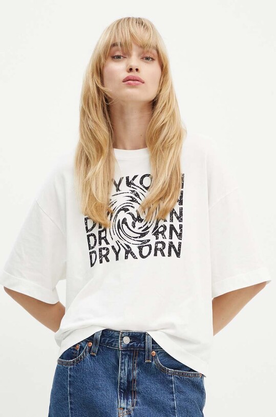 Drykorn tricou din bumbac print bej 89988.520005