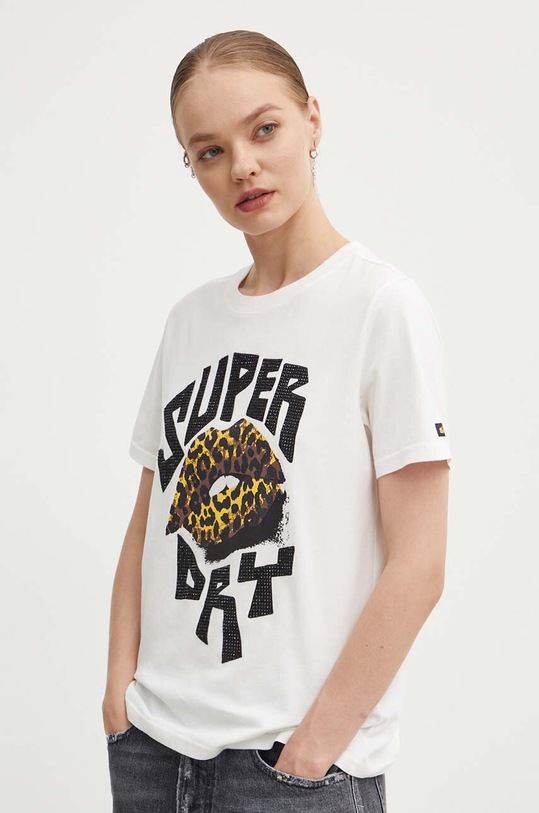 Хлопковая футболка Superdry W1011498A.71D белый AW24