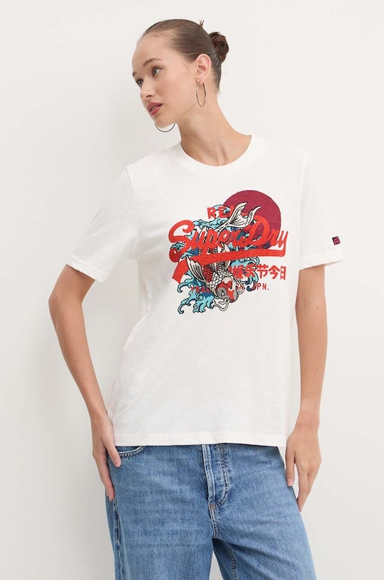 Bavlněné tričko Superdry bílá W1011506A.34C
