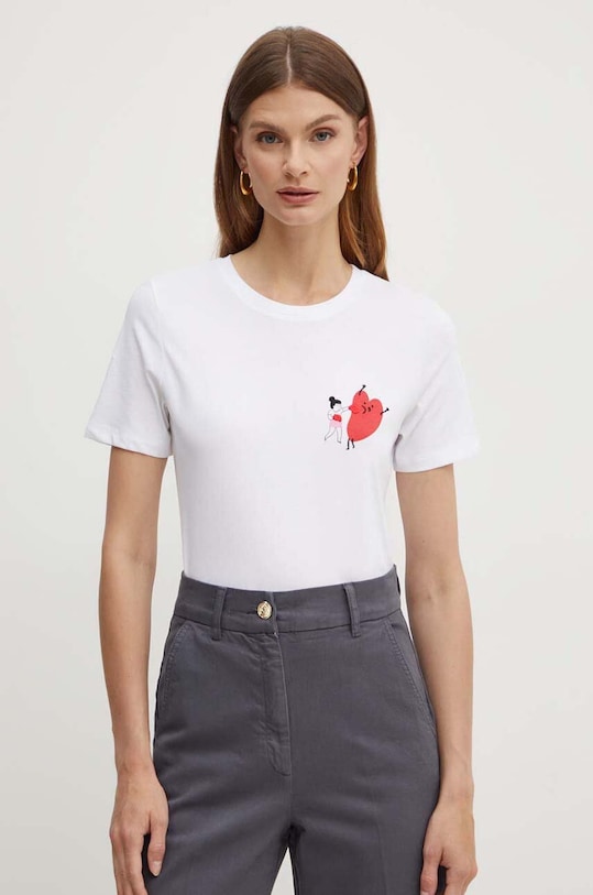 Marella t-shirt bawełniany biały 2423976044200